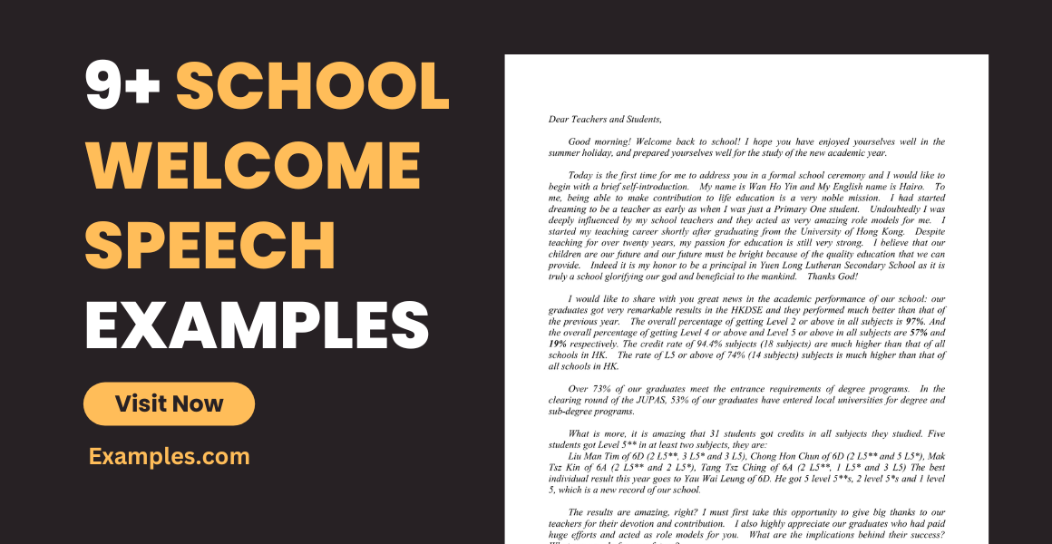 School Welcome Speech Examples