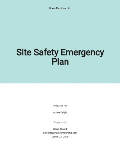 site safety emergency plan template