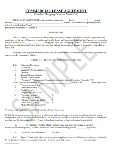 standard commercial rental lease agreement