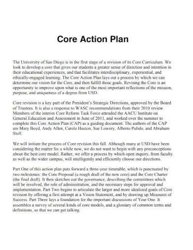 university core action plan