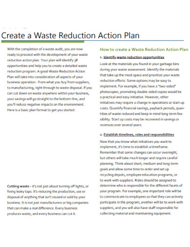 waste reduction action plan format