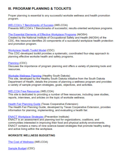wellness program plan example