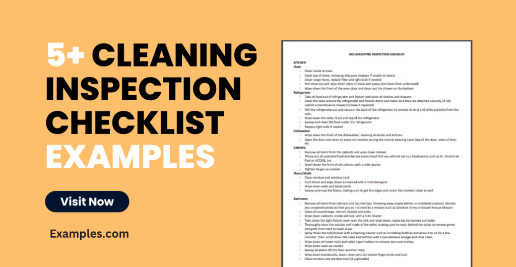Cleaning Inspection Checklist Examples