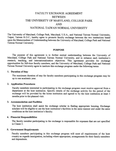 college faculty exchange agreement