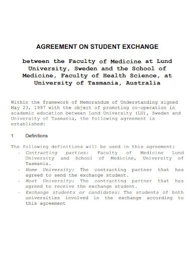 faculty of medicine exchange agreement