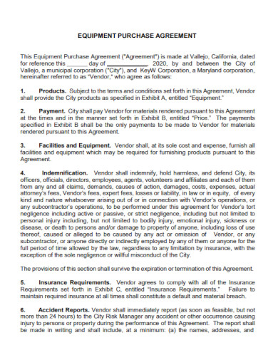 general equipment purchase agreement