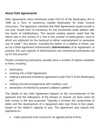 informal debt agreement example