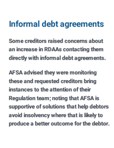 informal debt agreements template