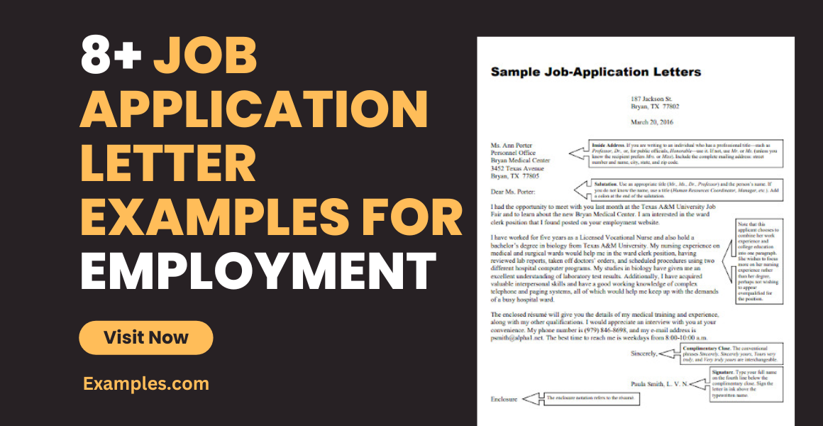 Job Application Letter Examples for Employment