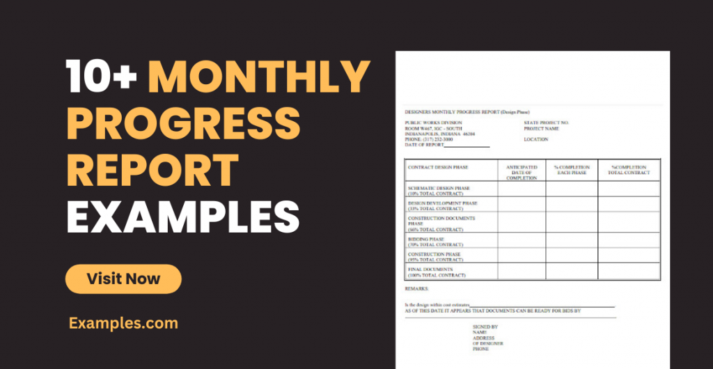 Monthly Progress Report Examples
