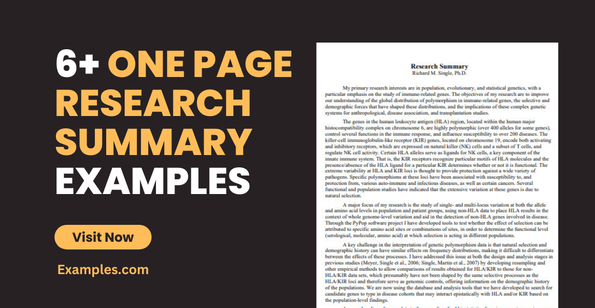 One Page Research Summary Examples