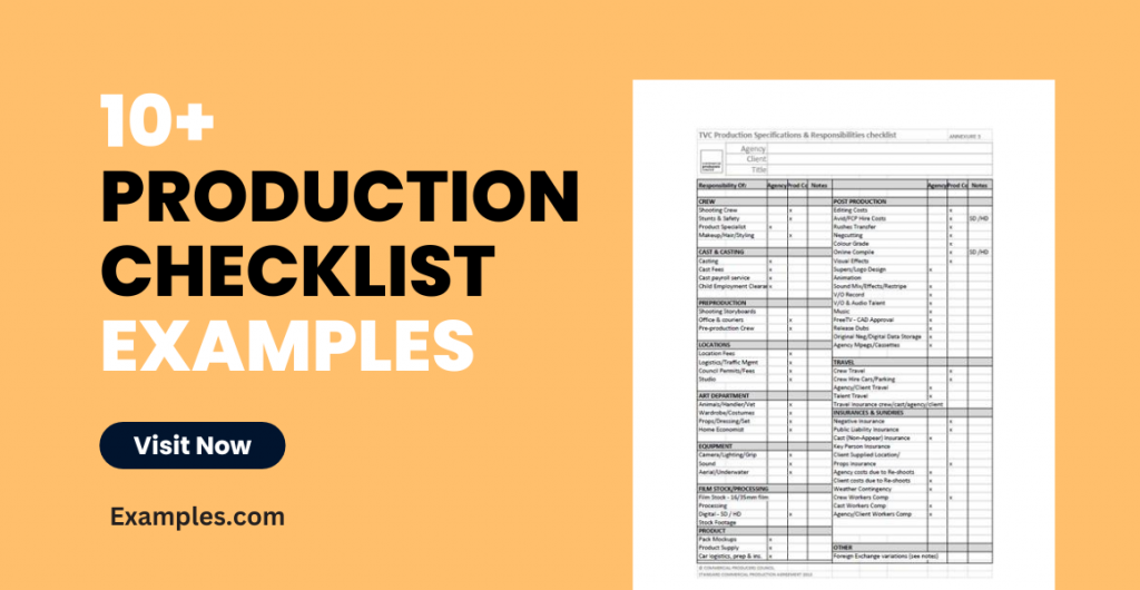 Production Checklist Examples