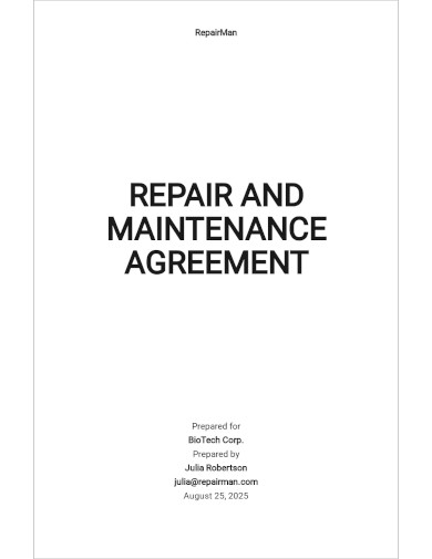 repair and maintenance agreement template