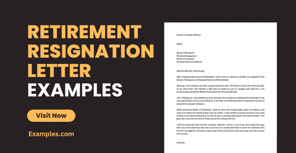 Retirement Resignation Letter Examples