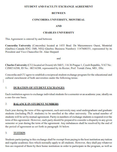 student and faculty exchange agreement