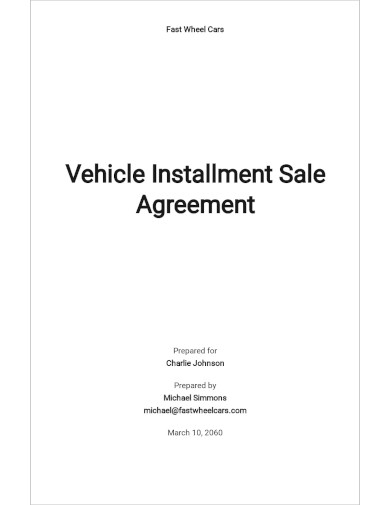 vehicle installment sale agreement template