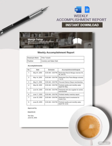 weekly accomplishment report template