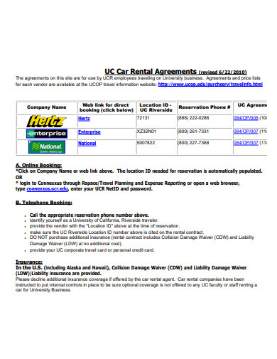 car rental agreement format