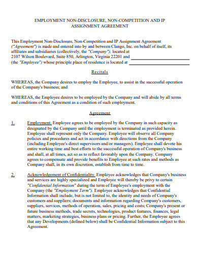 company employee non compete agreement