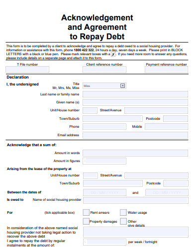 debt repayment agreement example