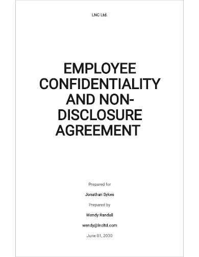 employee confidentiality and non disclosure agreement