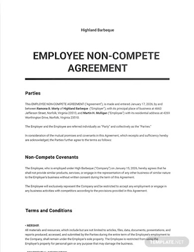 employee non compete agreement