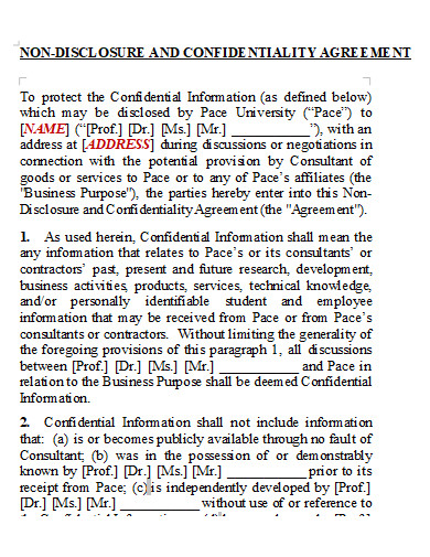 printable non disclosure and confidentiality agreement