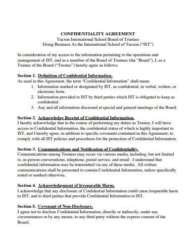 printable school confidentiality agreement