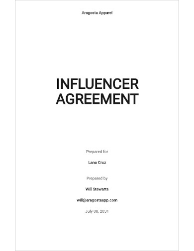 sample influencer service agreement