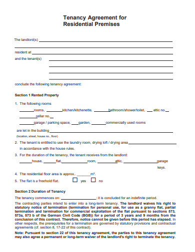 sample residential room tenancy agreement