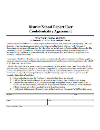 school rport user confidentiality agreement