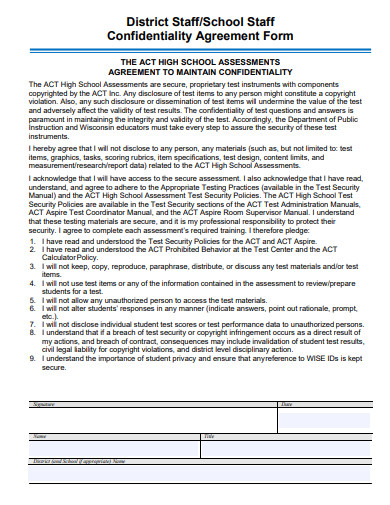 school staff confidentiality agreement
