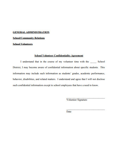 school volunteer confidentiality agreement