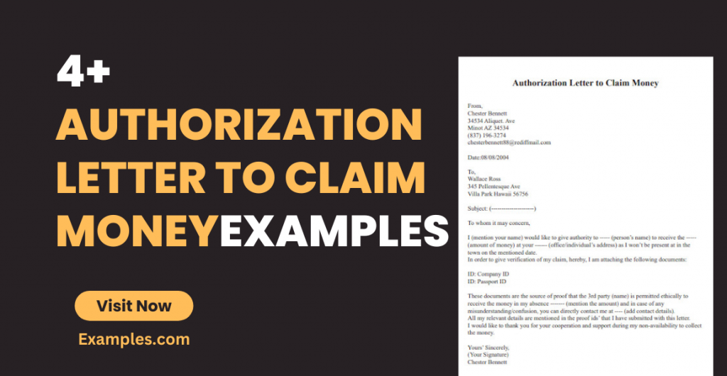 Authorization Letter to Claim Money Examples