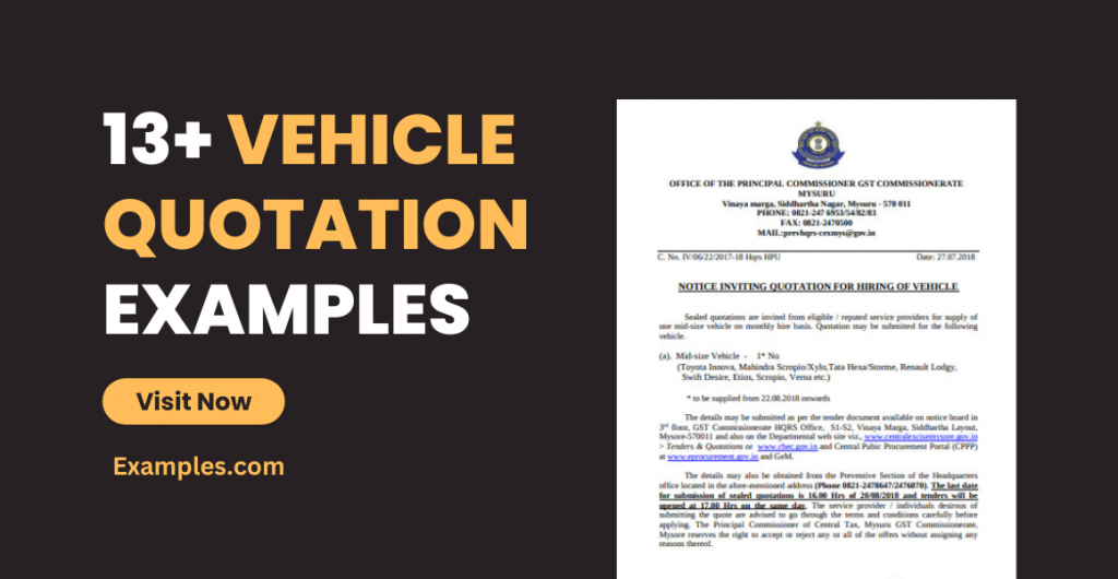 Vehicle Quotation Examples