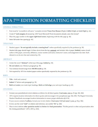 apa 7th formatting checklist