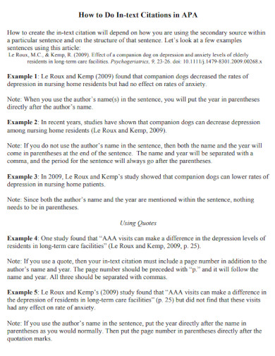 APA In-Text Citation - 24+ Example, How to Use, PDF