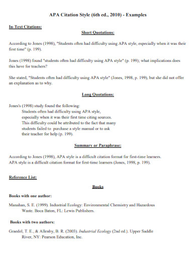 APA Citation - Examples, Format, PDF | Examples