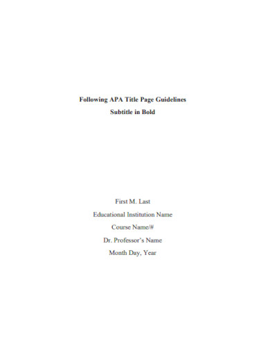 APA Paper Title Page