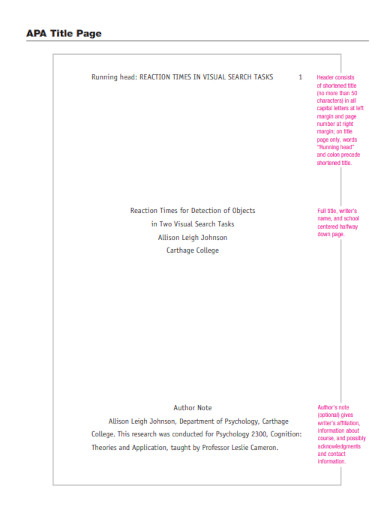 apa title page format for research paper