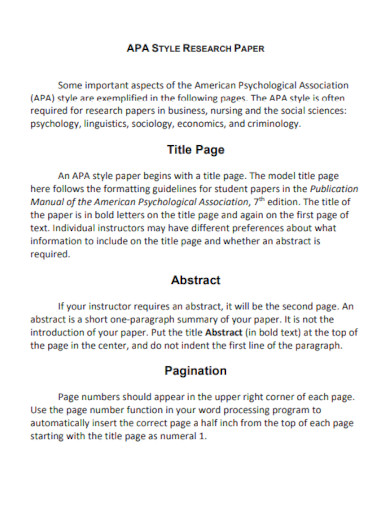 apa title page research paper