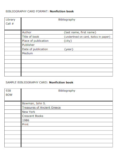 bibliography card format