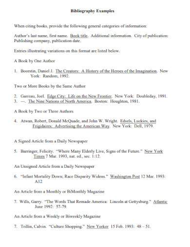 bibliography examples pdf
