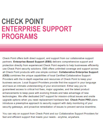 check point enterprise support programs