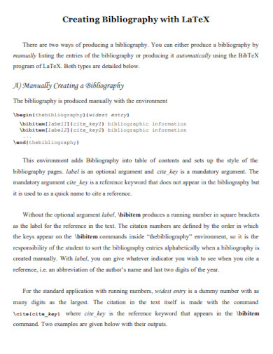 creating bibliography with latex