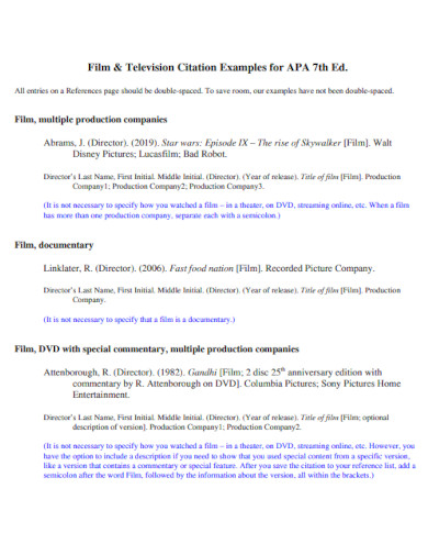 film and television citation for apa