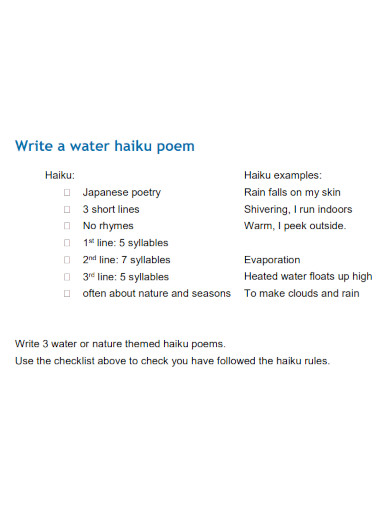 haiku about water
