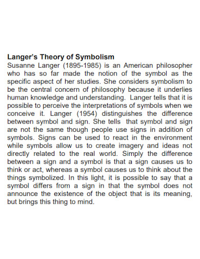 langer’s theory of symbolism