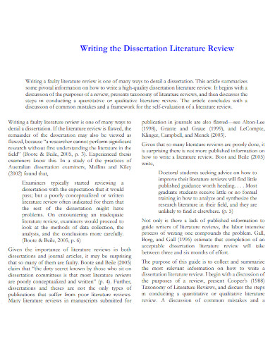 literature review dissertation