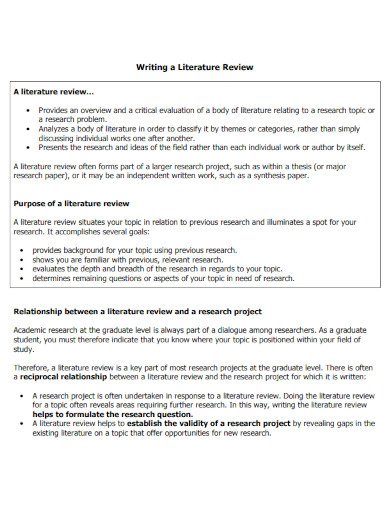 literature review headings